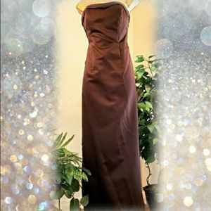 BROWN DAVIDS BRIDAL FULL LENGTH BRIDESMAID DRESS